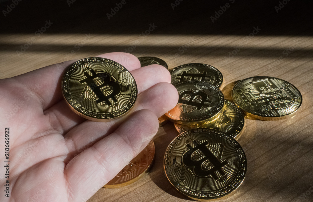 Hand holding Bitcoin BTC crypto currency coin