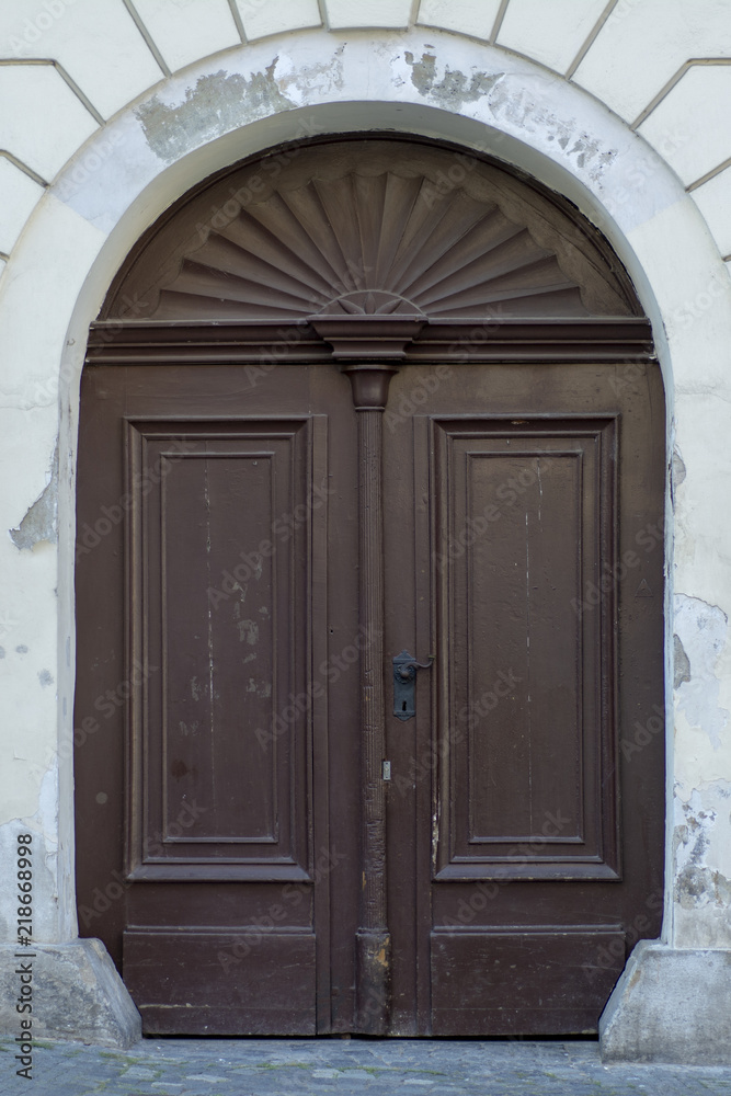 An old, powerful wooden door