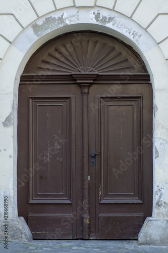 An old, powerful wooden door