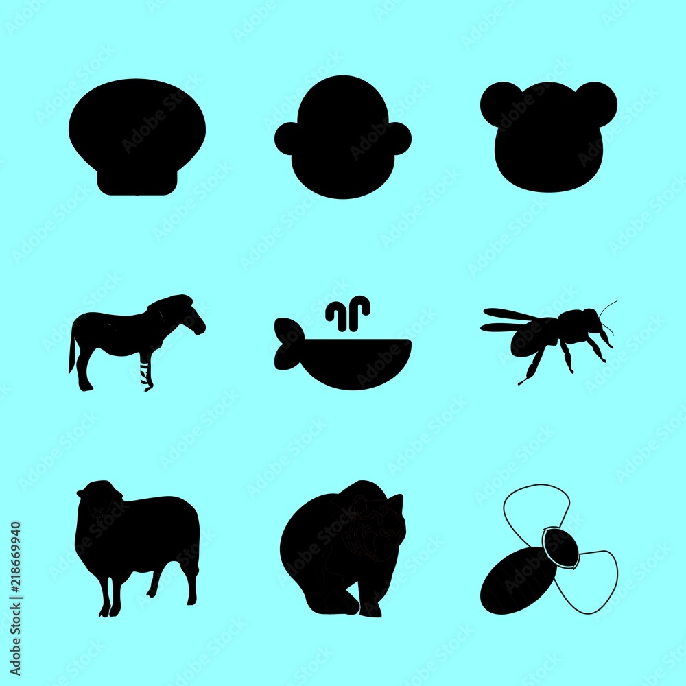 animal vector icons set. zebra, bear, hamster and sheep in this set animal vector icons set. zebra, bear, hamster and sheep in this set