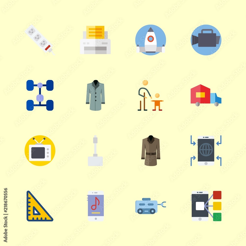 technology icons set. student, machinery, truck and business graphic works technology icons set. student, machinery, truck and business graphic works