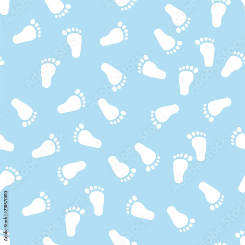 Seamless pattern with baby footprint, background, texture. vector illustration.