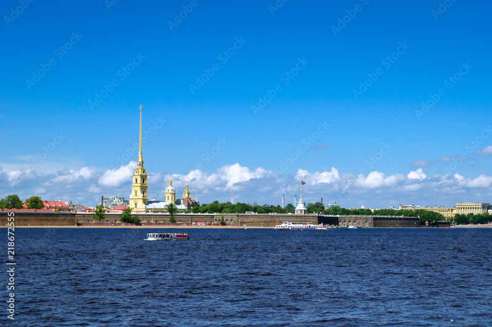 Petropavlovskaya fortress on the hare island of the Neva river, St. Petersburg. Petropavlovskaya fortress on the hare island of the Neva river, St. Petersburg.
