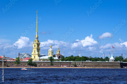 View of the Neva river and Petropavlovskaya fortress, St. Petersburg. © delobol