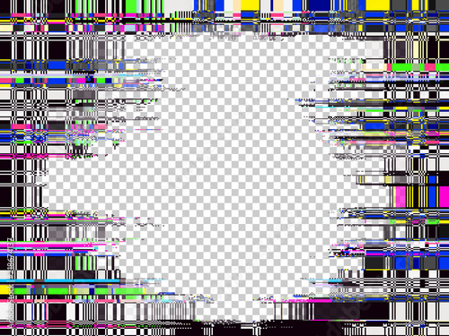 Glitch background. Computer screen error. Digital pixel noise abstract design. Video game glitch. Television signal fail. Data decay. Technical problem grunge wallpaper.