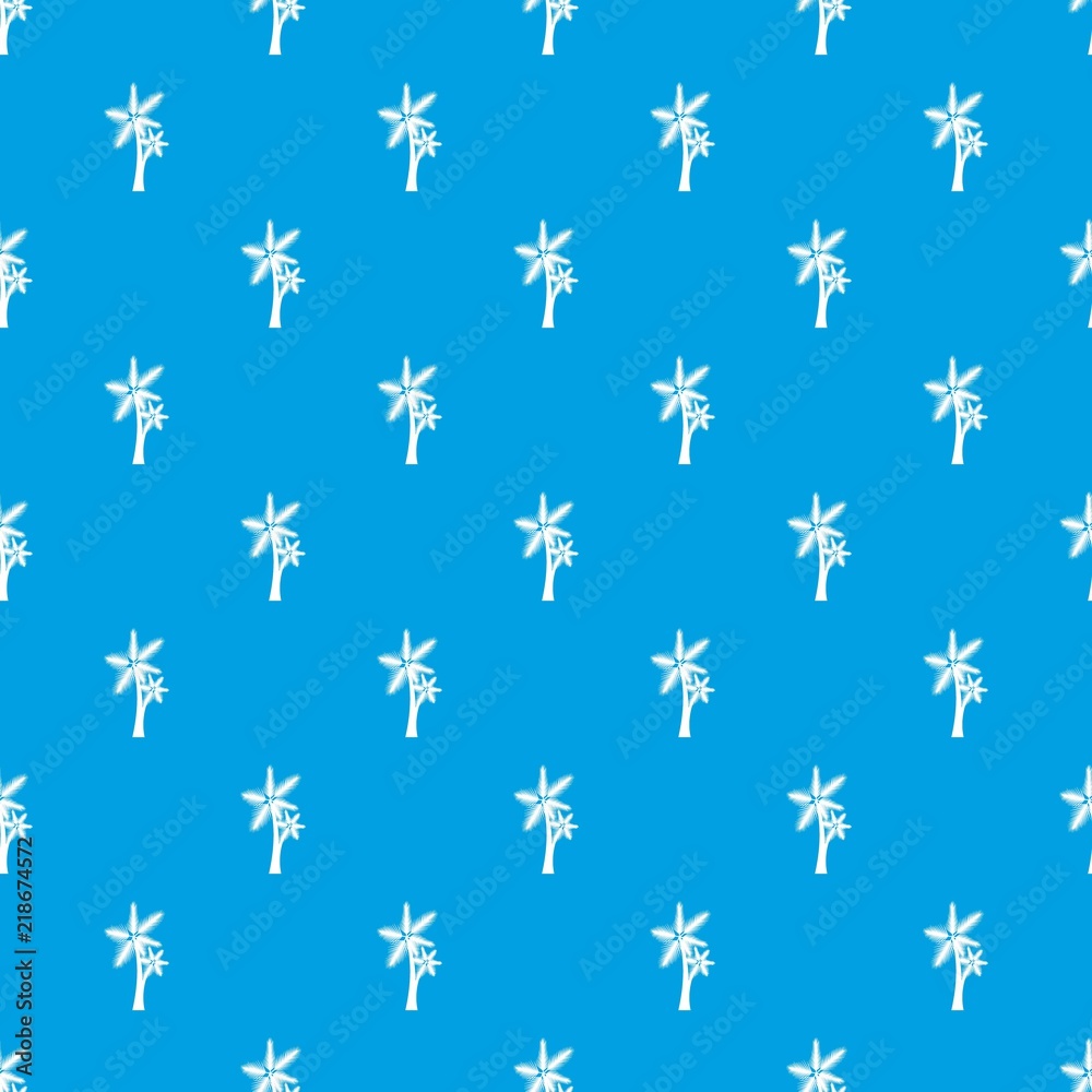 High palm tree pattern repeat seamless in blue color for any design. Vector geometric illustration High palm tree pattern repeat seamless in blue color for any design. Vector geometric illustration
