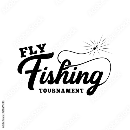Fly fishing tournament. Hand drawn lettering. Vector and illustration.