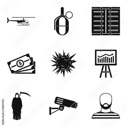 Perpetrator icons set. Simple set of 9 perpetrator vector icons for web isolated on white background