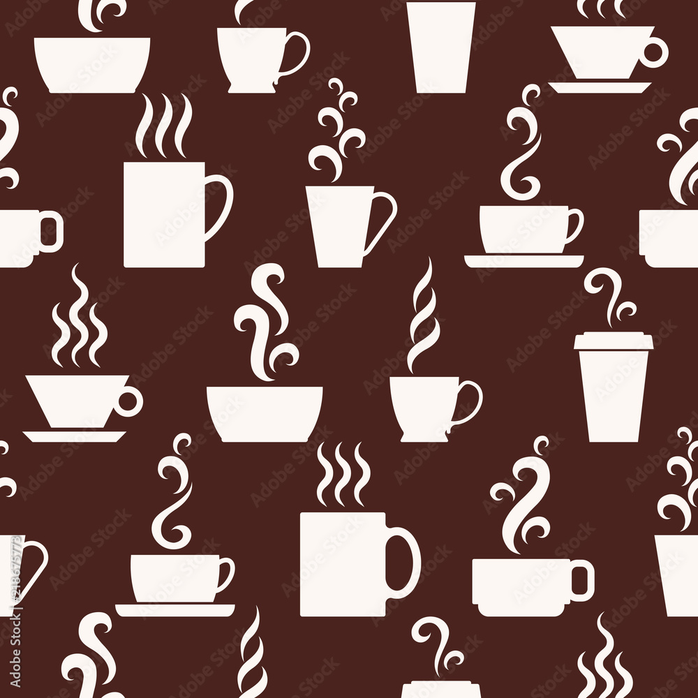 Seamless pattern with cups of hot drinks. Vector. Seamless pattern with cups of hot drinks. Vector.