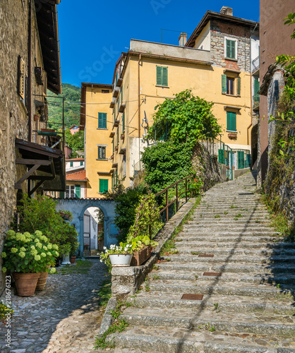 Fototapeta Naklejka Na Ścianę i Meble -  Scenic sight in Nesso, beautiful village on Lake Como, Lombardy, Italy.