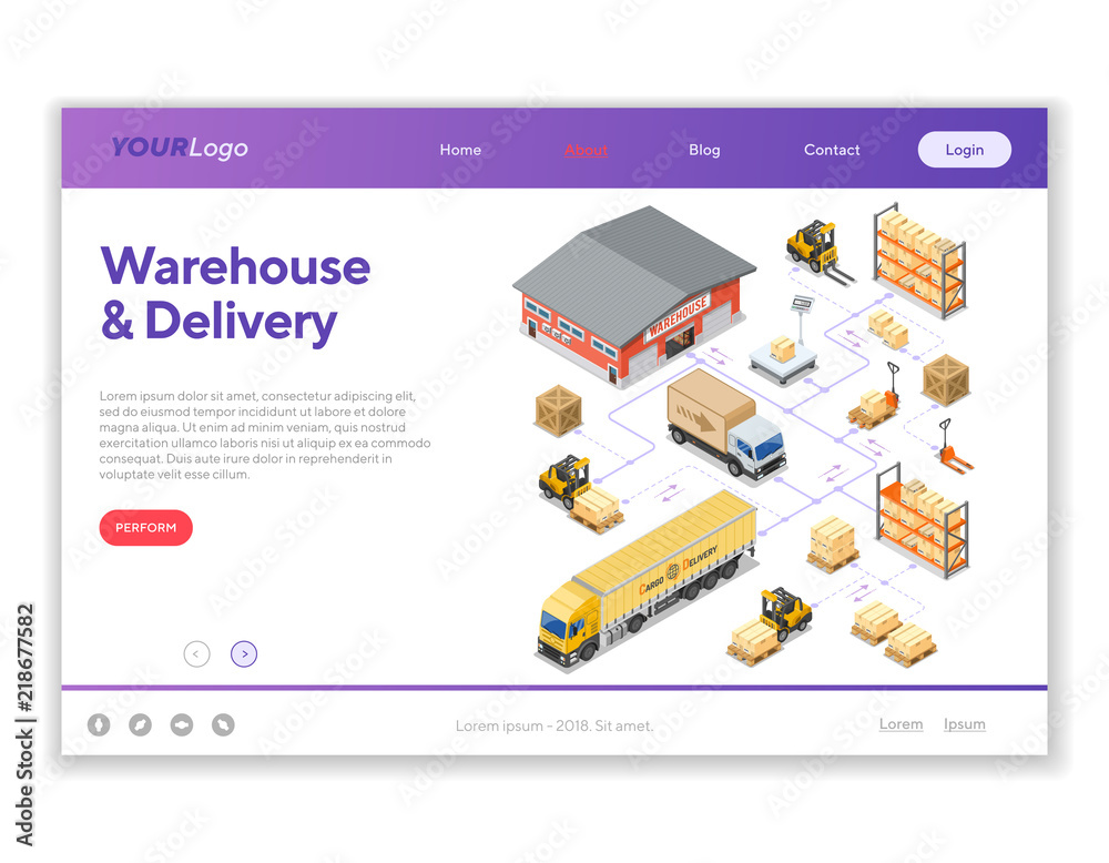 Warehouse Storage and Delivery Isometric Infographics