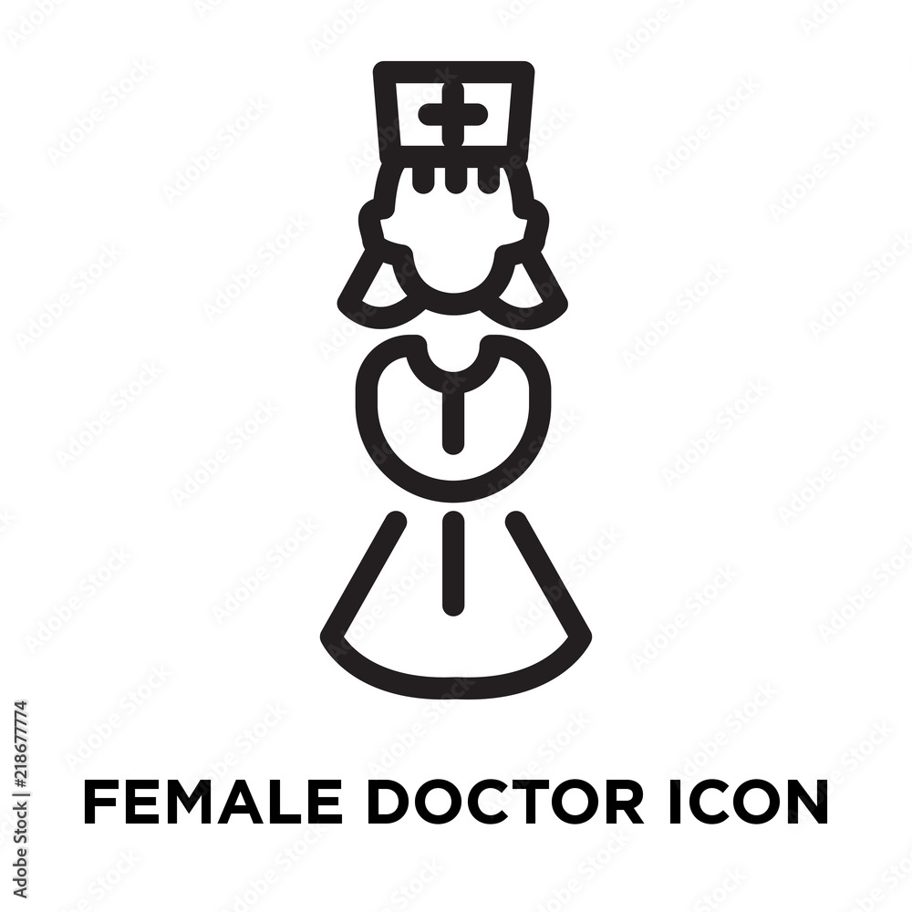 Female doctor icon vector isolated on white background, Female doctor sign , line symbol or linear element design in outline style Female doctor icon vector isolated on white background, Female doctor sign , line symbol or linear element design in outline style
