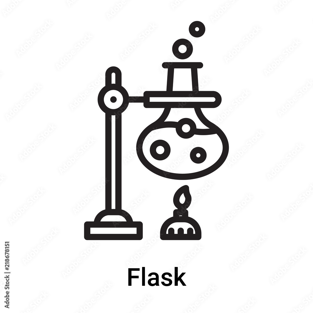 Flask icon vector isolated on white background, Flask sign , line or linear symbol and sign design in outline style Flask icon vector isolated on white background, Flask sign , line or linear symbol and sign design in outline style