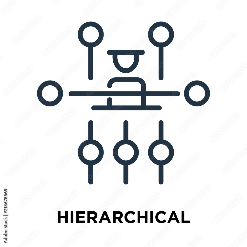 Hierarchical structure icon vector isolated on white background, Hierarchical structure sign , line symbol or linear element design in outline style Hierarchical structure icon vector isolated on white background, Hierarchical structure sign , line symbol or linear element design in outline style