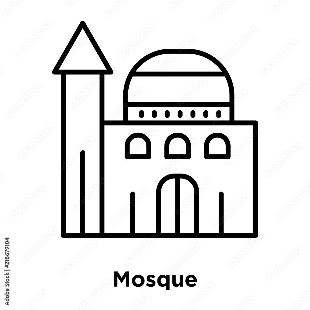 Mosque icon vector isolated on white background, Mosque sign , thin line design elements in outline style Mosque icon vector isolated on white background, Mosque sign , thin line design elements in outline style