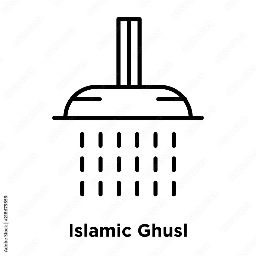 Islamic Ghusl icon vector isolated on white background, Islamic Ghusl sign , thin line design elements in outline style Islamic Ghusl icon vector isolated on white background, Islamic Ghusl sign , thin line design elements in outline style