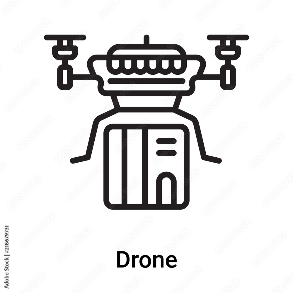 Drone icon vector isolated on white background, Drone sign , line or linear symbol and sign design in outline style Drone icon vector isolated on white background, Drone sign , line or linear symbol and sign design in outline style