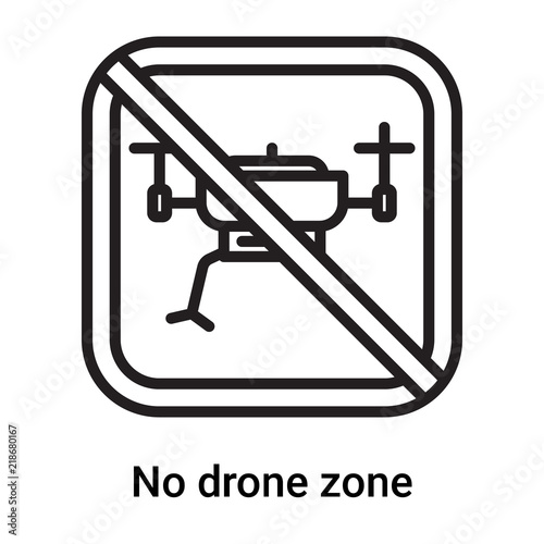 No drone zone icon vector isolated on white background, No drone zone sign , line or linear symbol and sign design in outline style