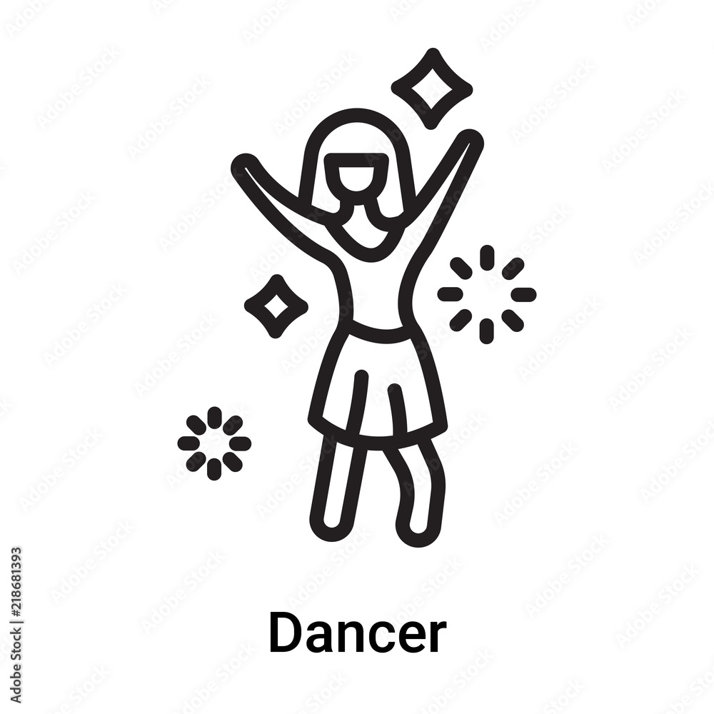 Dancer icon vector isolated on white background, Dancer sign , line or linear symbol and sign design in outline style Dancer icon vector isolated on white background, Dancer sign , line or linear symbol and sign design in outline style