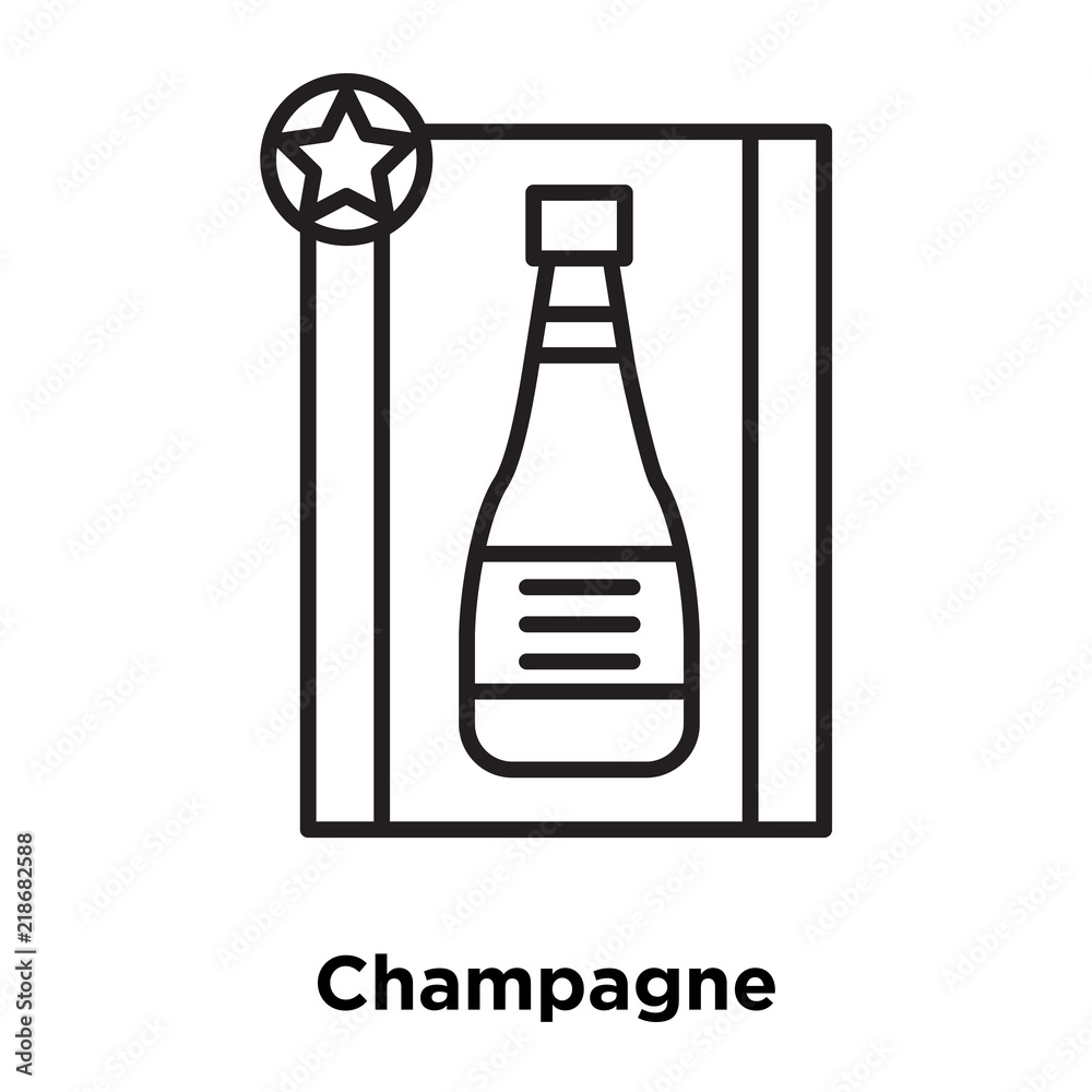 Champagne icon vector isolated on white background, Champagne sign , thin line design elements in outline style Champagne icon vector isolated on white background, Champagne sign , thin line design elements in outline style