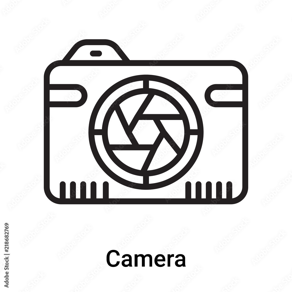 Camera icon vector isolated on white background, Camera sign , line or linear symbol and sign design in outline style Camera icon vector isolated on white background, Camera sign , line or linear symbol and sign design in outline style