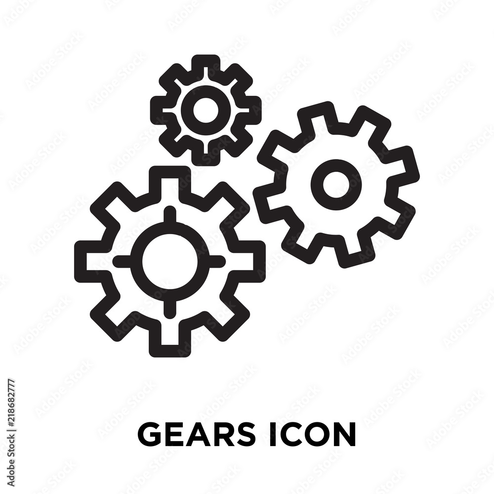 Gears icon vector isolated on white background, Gears sign , line symbol or linear element design in outline style