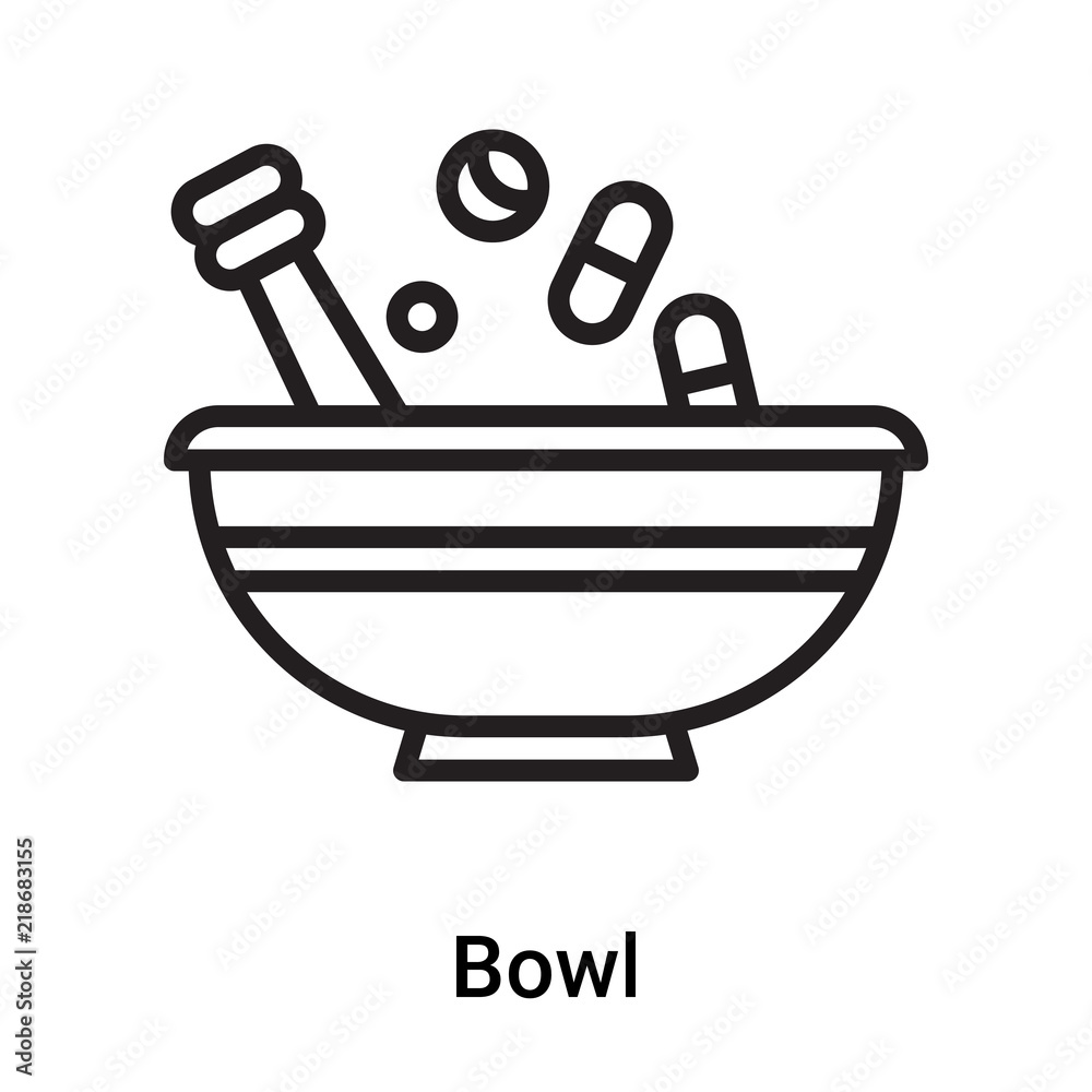 Bowl icon vector isolated on white background, Bowl sign , line or linear symbol and sign design in outline style Bowl icon vector isolated on white background, Bowl sign , line or linear symbol and sign design in outline style