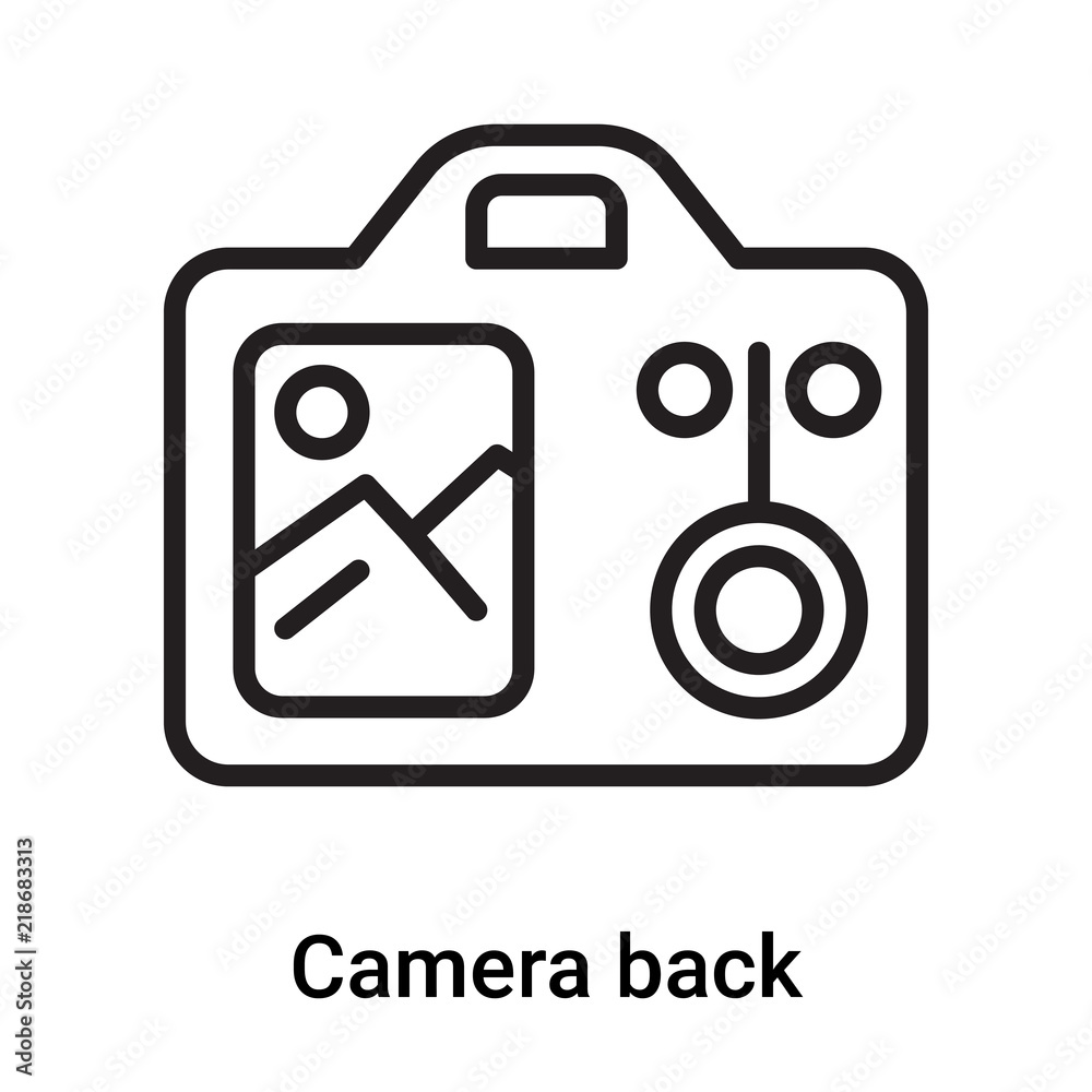 Camera back icon vector isolated on white background, Camera back sign , line or linear symbol and sign design in outline style Camera back icon vector isolated on white background, Camera back sign , line or linear symbol and sign design in outline style