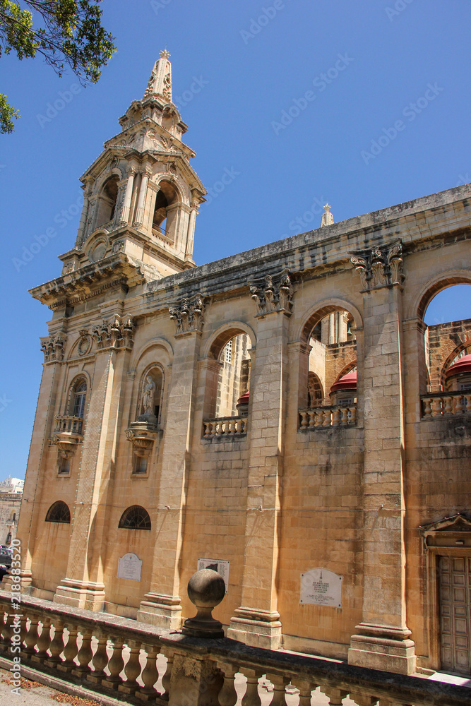 Side wall of St. Publius' Church in Floriana Malta