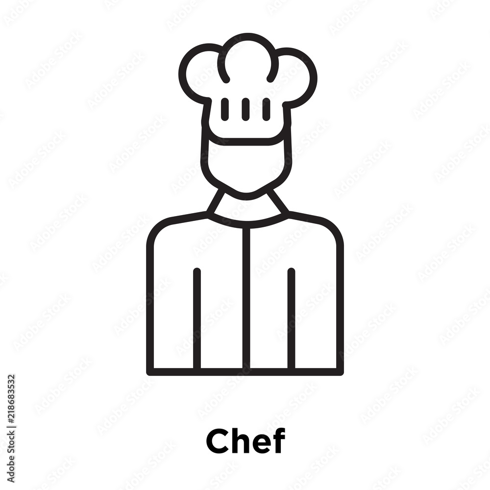 Chef icon vector isolated on white background, Chef sign , thin line design elements in outline style Chef icon vector isolated on white background, Chef sign , thin line design elements in outline style