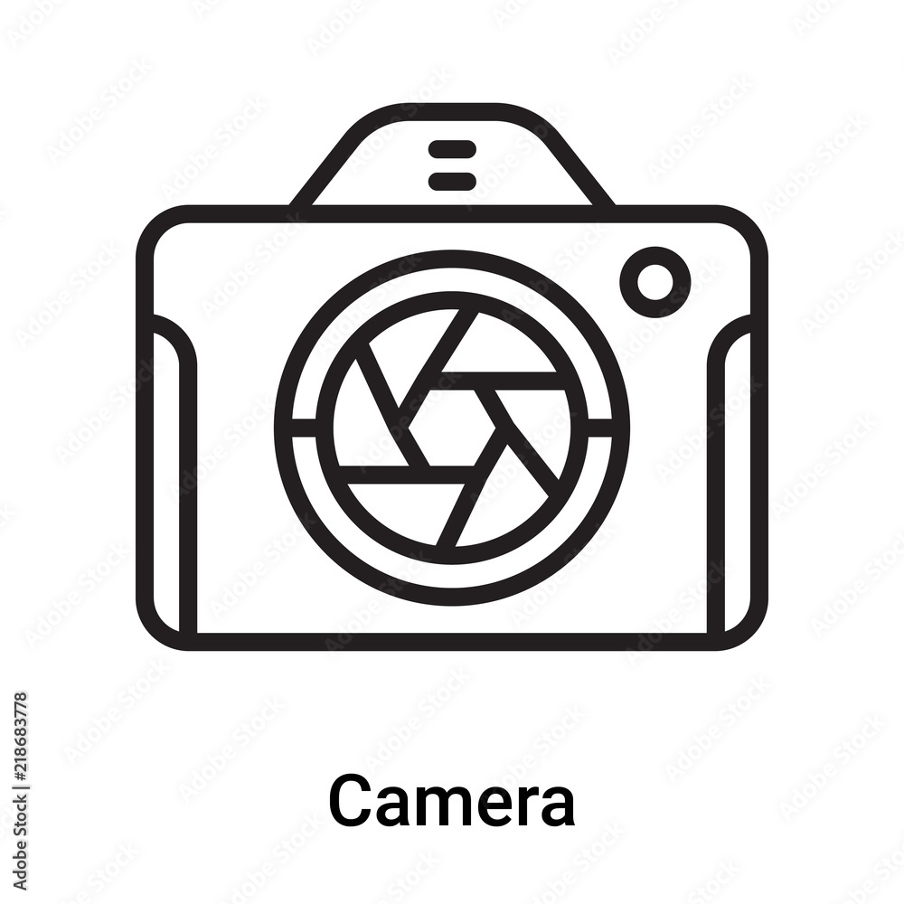 Camera icon vector isolated on white background, Camera sign , line or linear symbol and sign design in outline style Camera icon vector isolated on white background, Camera sign , line or linear symbol and sign design in outline style