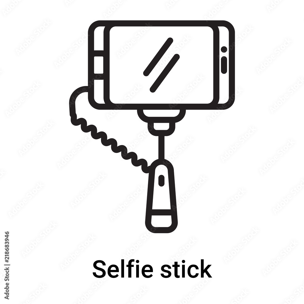 Selfie stick icon vector isolated on white background, Selfie stick sign ,  line or linear symbol and sign design in outline style Stock Vector | Adobe  Stock