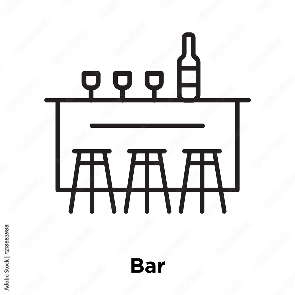 Bar icon vector isolated on white background, Bar sign , thin line design elements in outline style Bar icon vector isolated on white background, Bar sign , thin line design elements in outline style