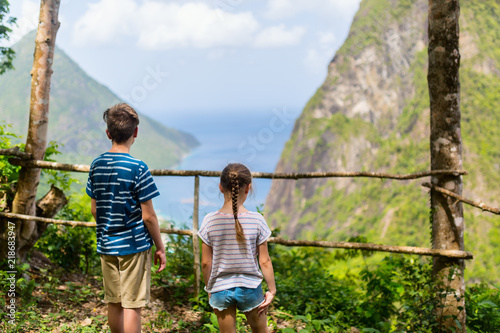 Kids enjoying view of Piton mountains