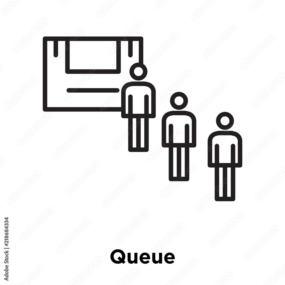 Queue icon vector isolated on white background, Queue sign , thin line