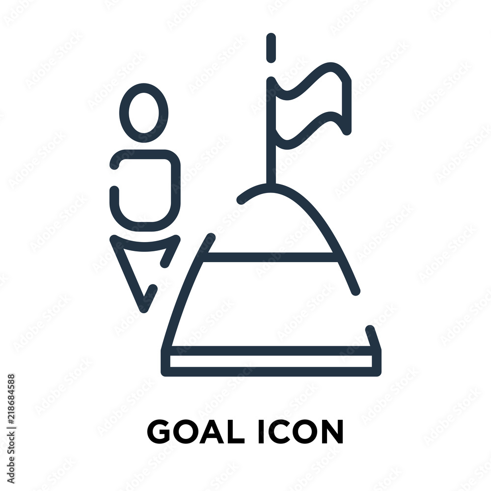 Goal icon vector isolated on white background, Goal sign , line symbol or linear element design in outline style Goal icon vector isolated on white background, Goal sign , line symbol or linear element design in outline style