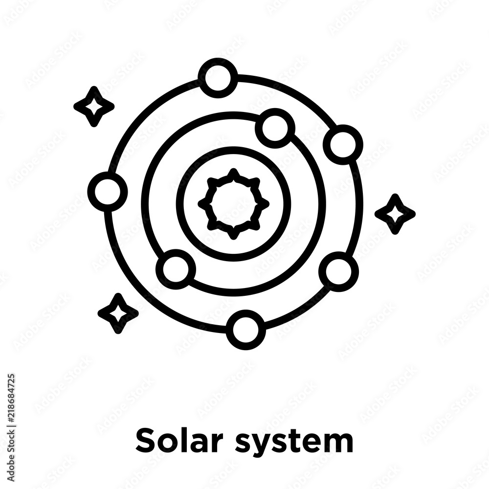 Solar system icon vector isolated on white background, Solar system sign , thin line design elements in outline style