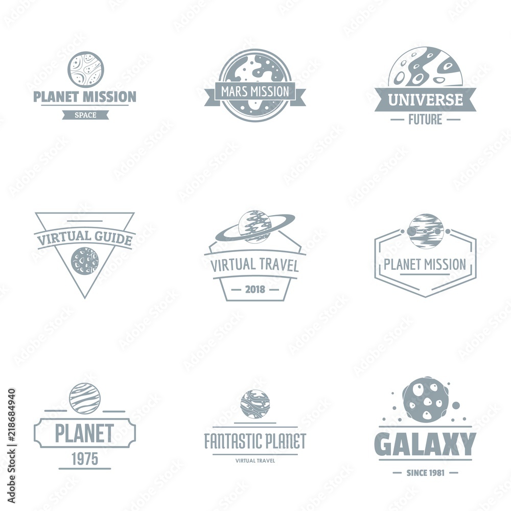 Galaxy size logo set. Simple set of 9 galaxy size vector logo for web isolated on white background