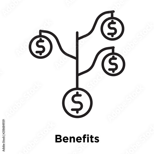 benefits icon isolated on white background. Simple and editable benefits icons. Modern icon vector illustration.