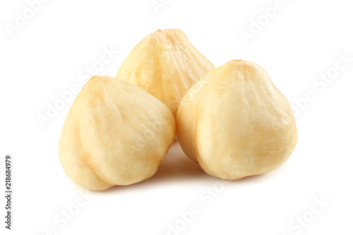 hazelnuts isolated on a white background. macro