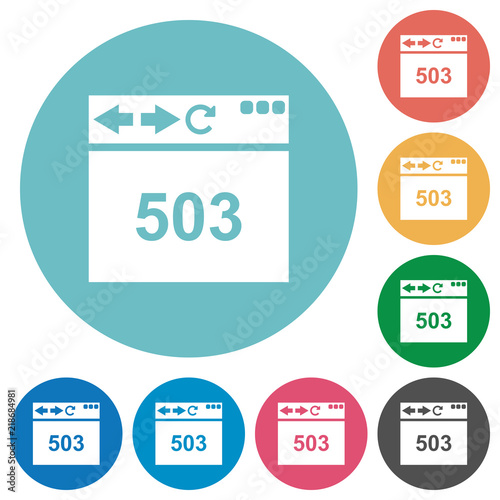 Browser 503 Service Unavailable flat round icons