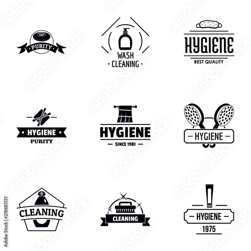 Hygiene logo set. Simple set of 9 hygiene vector logo for web isolated on white background