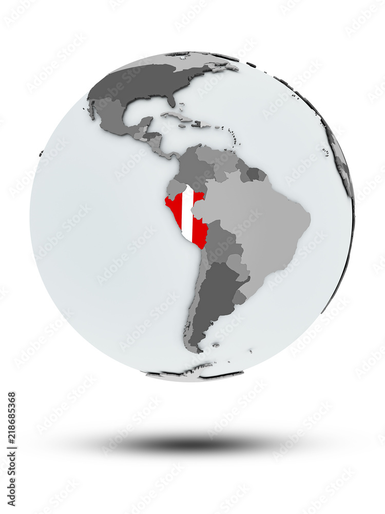 Peru on political globe isolated Peru on political globe isolated