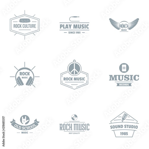 Rock euphony logo set. Simple set of 9 rock euphony vector logo for web isolated on white background
