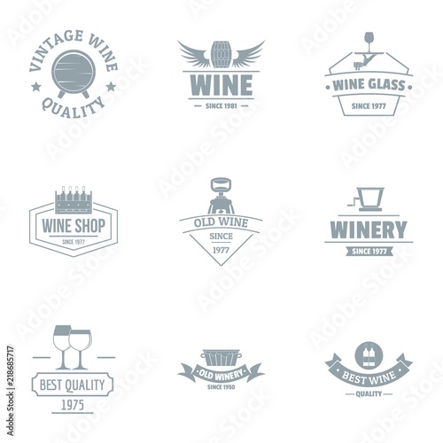 Vine quality logo set. Simple set of 9 vine quality vector logo for web isolated on white background