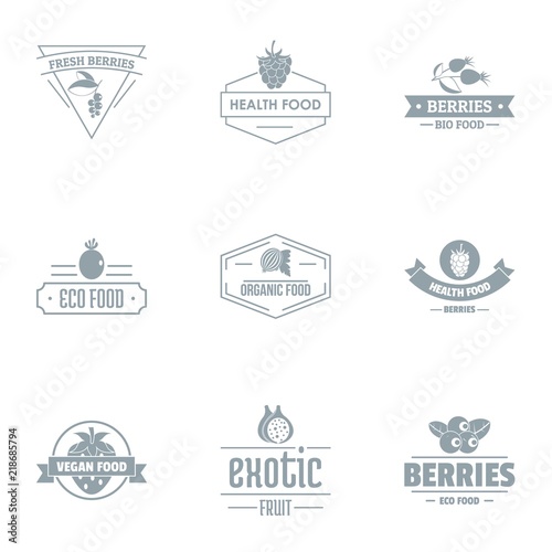 Exotic berry logo set. Simple set of 9 exotic berry vector logo for web isolated on white background