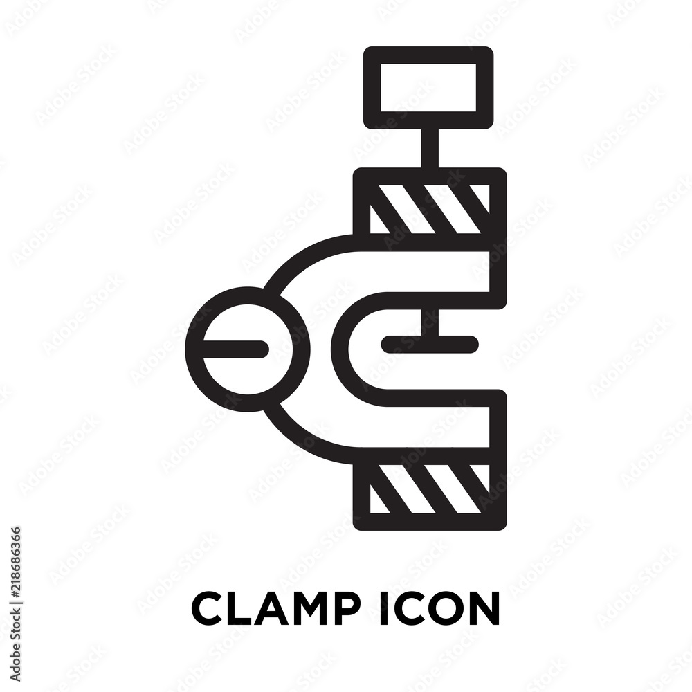 Clamp icon vector isolated on white background, Clamp sign , line symbol or linear element design in outline style Clamp icon vector isolated on white background, Clamp sign , line symbol or linear element design in outline style