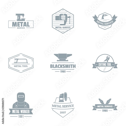 Metal job logo set. Simple set of 9 metal job vector logo for web isolated on white background photo