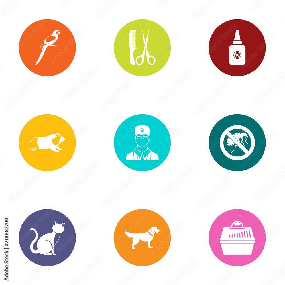 Hair cutting icons set. Flat set of 9 hair cutting vector icons for web isolated on white background Hair cutting icons set. Flat set of 9 hair cutting vector icons for web isolated on white background