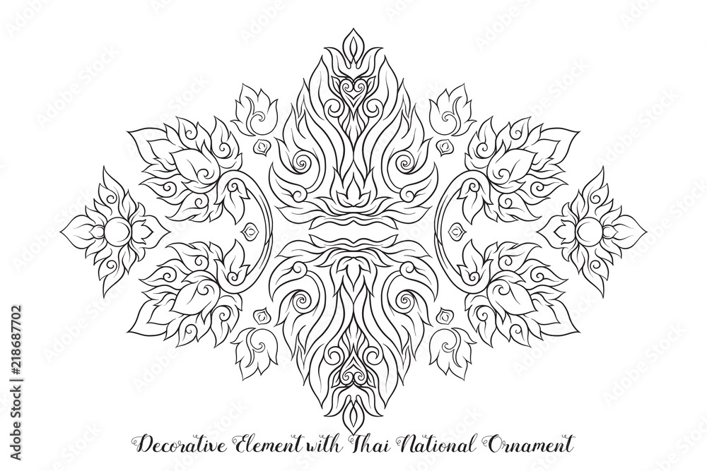 Set of outline elements of traditional Thai ornament. Set of outline elements of traditional Thai ornament.